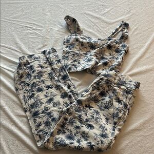 Floral Print Crop Top and Pants Set